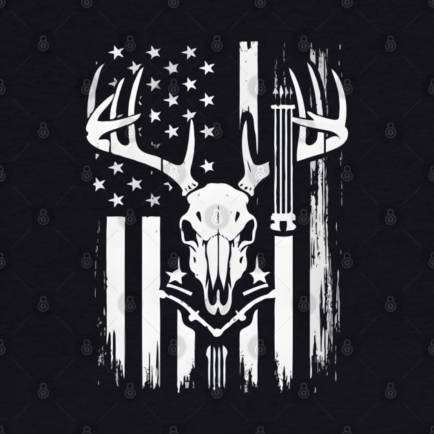 Deer Bow Hunting American Flag Whitetail Bow Hunter by TopTees